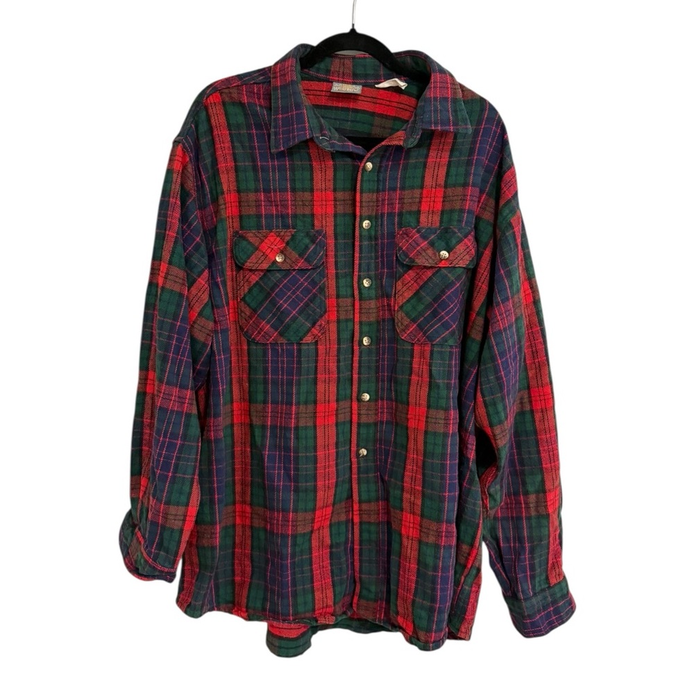 Ozark Wilderness Outfitters Plaid Flannel Shirt 2XL Red Green USA Made Christmas - Picture 4 of 8